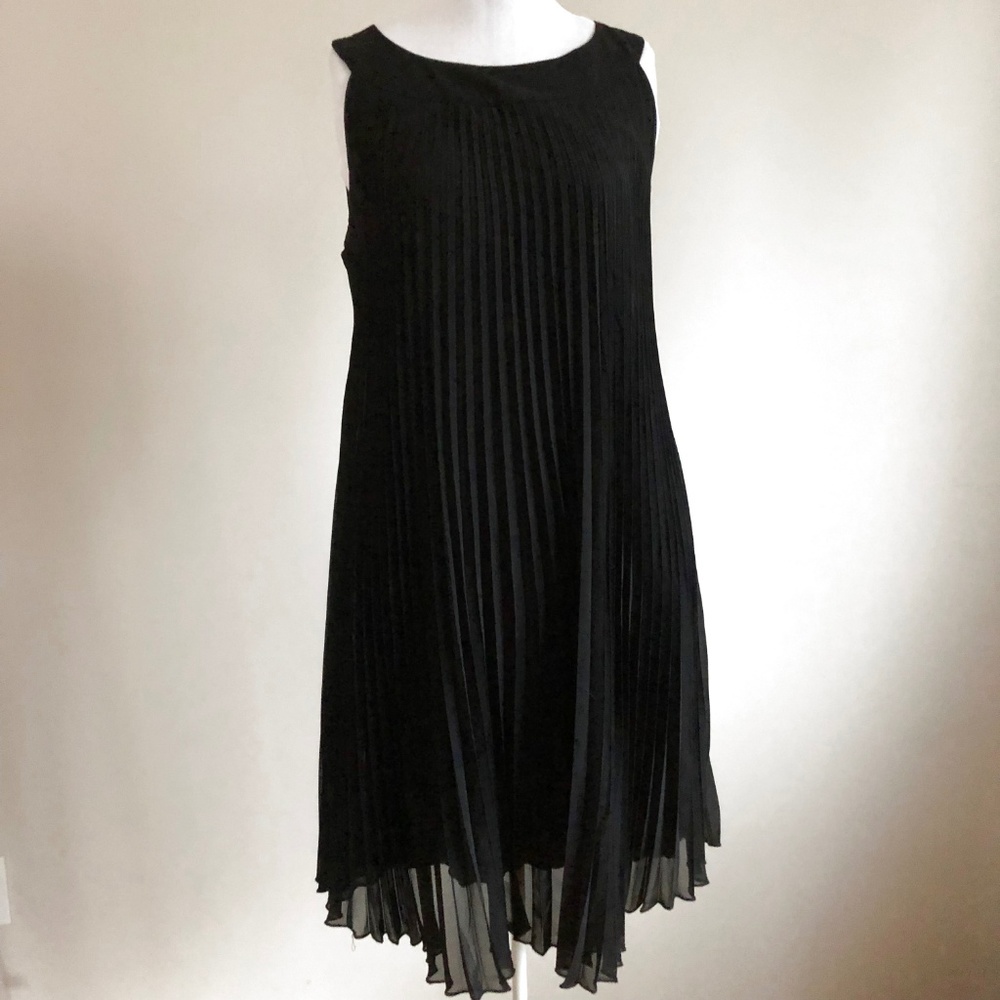Black Permanent Pleated Midi Party Dress 8 - Picture 4 of 5